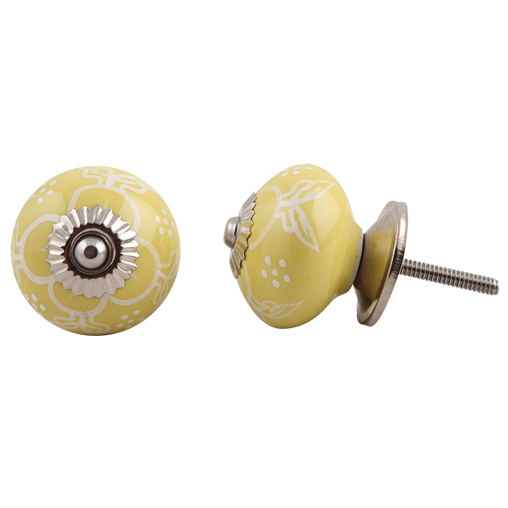 Yellow Flower Ceramic Dresser Knob